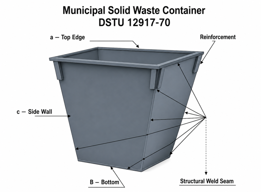 Tank for solid waste 0.75 cubic meters
