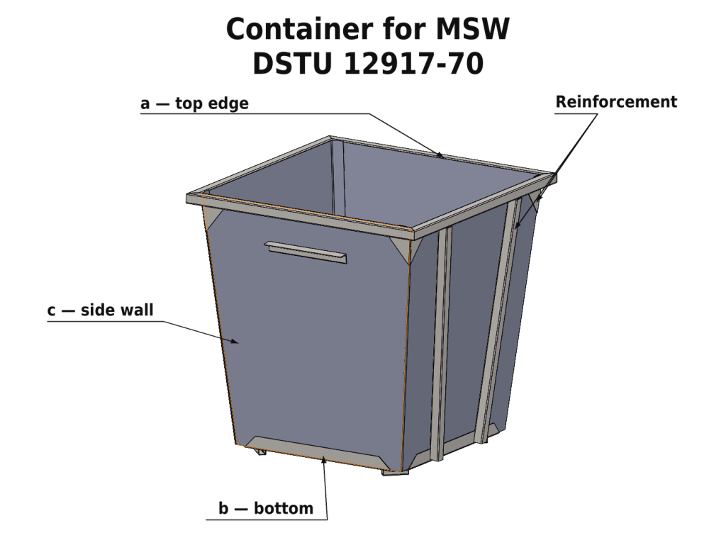 Tank for solid waste 0.75 cubic meters