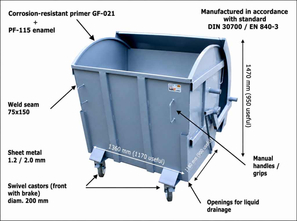 garbage container 1.1 cubic meters